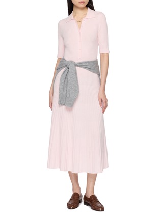 Figure View - Click To Enlarge - ARCH4 - Elloren Ribbed Polo Midi Dress