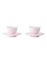 SHANG XIA Porcelain Teacup with Glass Saucer Set of 2 — Pink