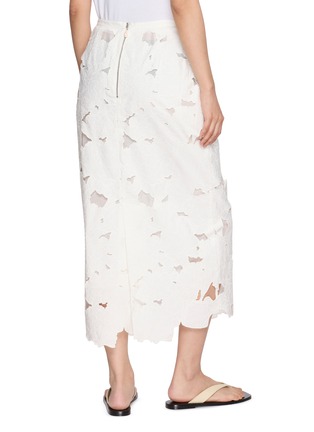 Back View - Click To Enlarge - BOINIGAN - Floral Cutwork Lace Cotton Midi Straight Skirt