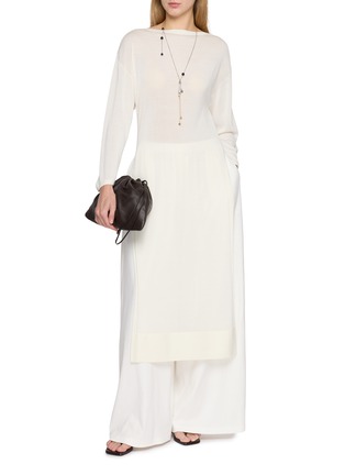 Figure View - Click To Enlarge - GIA STUDIOS - Áo Dài Inspired Boat Neck Silk Knit Dress