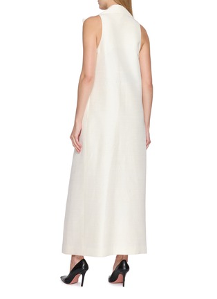 Back View - Click To Enlarge - GIA STUDIOS - Sleeveless Draped Slub Silk Maxi Dress
