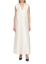 GIA STUDIOS Sleeveless Draped Slub Silk Maxi Dress