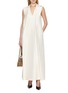 Figure View - Click To Enlarge - GIA STUDIOS - Sleeveless Draped Slub Silk Maxi Dress