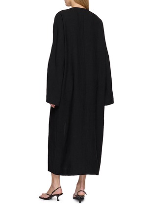 Back View - Click To Enlarge - GIA STUDIOS - Long Sleeve Mandarin Collar Linen Dress