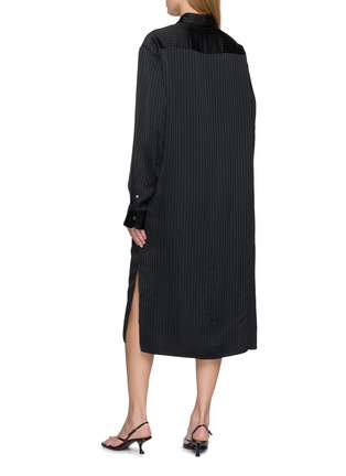 Back View - Click To Enlarge - GIA STUDIOS - Nicole Long Sleeve Striped Side Slit Shirt Dress