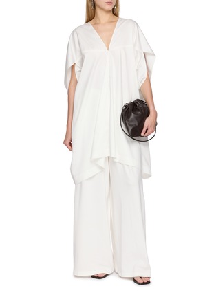 Figure View - Click To Enlarge - GIA STUDIOS - Aron Deep V-Neck Cotton Blouse