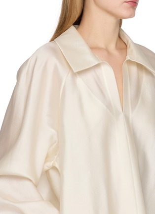  - GIA STUDIOS - Elio Long Sleeve Point Collar Vietnamese Silk Shirt Dress