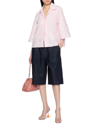 Figure View - Click To Enlarge - BERNADETTE - Short Sleeve Petit Beurre Embroidered Cotton Shirt