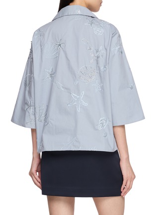 Back View - Click To Enlarge - BERNADETTE - Short Sleeve Petit Beurre Embroidered Cotton Shirt