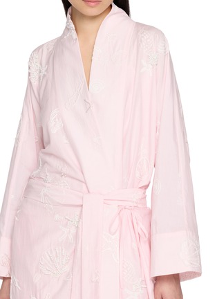  - BERNADETTE - Empire Long Sleeve Embroidered Wrap Belt Peignoir Dress