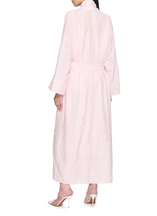 Back View - Click To Enlarge - BERNADETTE - Empire Long Sleeve Embroidered Wrap Belt Peignoir Dress