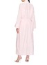 Back View - Click To Enlarge - BERNADETTE - Empire Long Sleeve Embroidered Wrap Belt Peignoir Dress