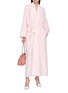 Figure View - Click To Enlarge - BERNADETTE - Empire Long Sleeve Embroidered Wrap Belt Peignoir Dress