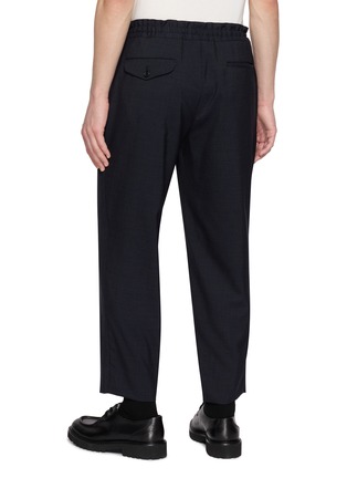 Back View - Click To Enlarge - COMME DES GARÇONS HOMME DEUX - Elasticated Drawstring Waistband Chequered Wool Pants