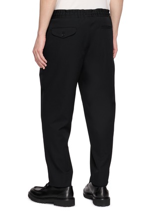 Back View - Click To Enlarge - COMME DES GARÇONS HOMME DEUX - Straight Leg Drawstring Waistband Wool Gabardine Pants