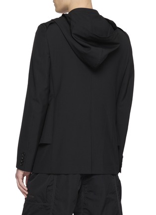 Back View - Click To Enlarge - COMME DES GARÇONS HOMME DEUX - Single Breasted Layered Hooded Wool Blend Blazer
