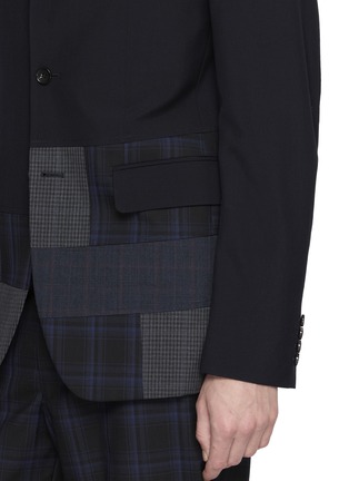  - COMME DES GARÇONS HOMME DEUX - Single Breasted Chequered Patchwork Hem Wool Blazer