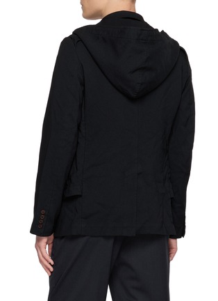 Back View - Click To Enlarge - COMME DES GARÇONS HOMME DEUX - Layered Hooded Single Breasted Blazer