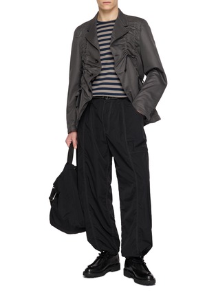 Figure View - Click To Enlarge - COMME DES GARÇONS HOMME DEUX - Single Breasted Drawstring Mesh Blazer