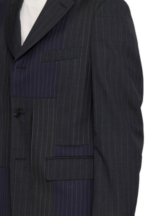  - COMME DES GARÇONS HOMME DEUX - Single Breasted Cutout Contrast Pinstripe Wool Blazer