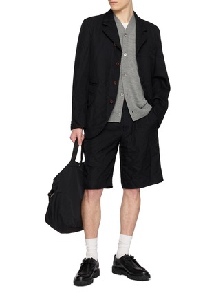 Figure View - Click To Enlarge - COMME DES GARÇONS HOMME DEUX - Single Breasted Crinkled Mesh Blazer