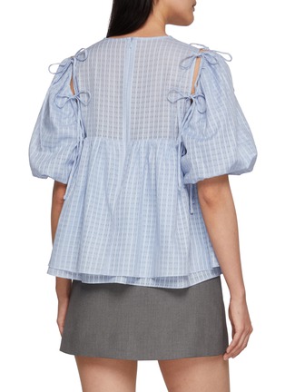 Back View - Click To Enlarge - EPINGLER - Ribbon Detail Puff Sleeve Sheer Blouse