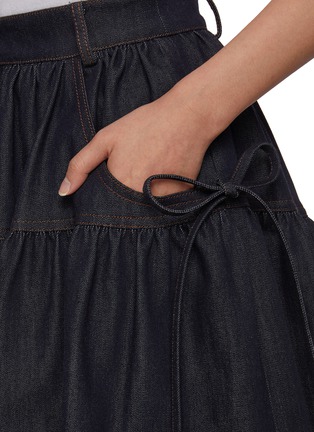  - EPINGLER - Tie Detail Ruffled Dark Wash Denim Skirt