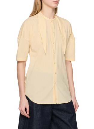 Detail View - Click To Enlarge - LEMAIRE - Foulard Neck Short Sleeve Cotton Shirt