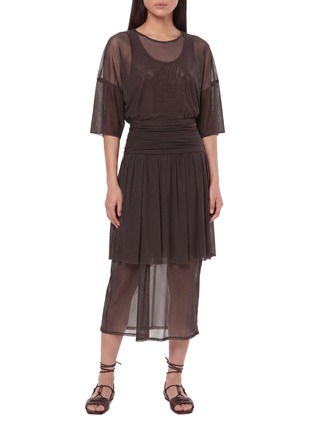 Figure View - Click To Enlarge - LEMAIRE - Double Layer Sheer Draped Mesh Dress