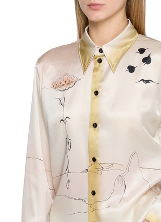  - LEMAIRE - Pointed Collar Landscape Print Silk Shirt