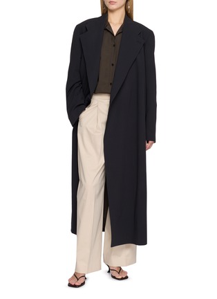 Figure View - Click To Enlarge - LEMAIRE - Wrap Over Draped Wool Crepe Coat