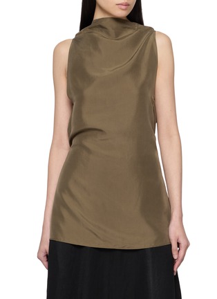 Main View - Click To Enlarge - RUOHAN - Kuva Open Back Draped Silk Top