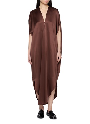 Main View - Click To Enlarge - RUOHAN - Arno V-Neck Silk Midi Dress