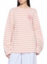 MARDI MERCREDI Flower Embroidered Striped Cotton T-Shirt