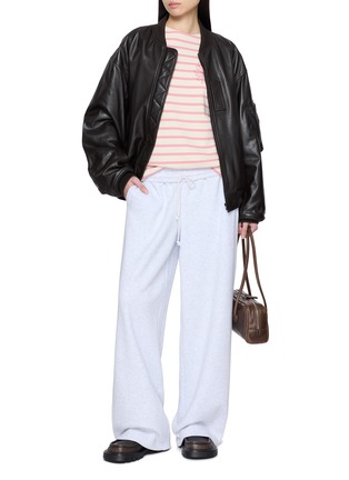 Figure View - Click To Enlarge - MARDI MERCREDI - Flower Embroidered Striped Cotton T-Shirt