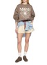 Figure View - Click To Enlarge - MARDI MERCREDI - Contrast Drawstring Waistband Cotton Shorts
