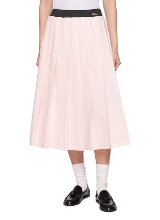 Main View - Click To Enlarge - MARDI MERCREDI - Pleated Elasticated Waistband Cotton Maxi Skirt