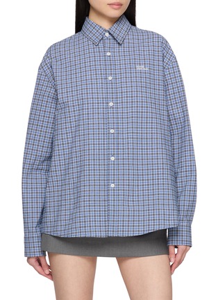 Main View - Click To Enlarge - MARDI MERCREDI - Embroidered Logo Chequered Cotton Shirt