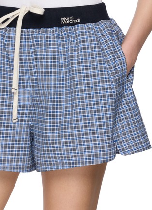  - MARDI MERCREDI - Contrast Drawstring Waistband Check Cotton Shorts