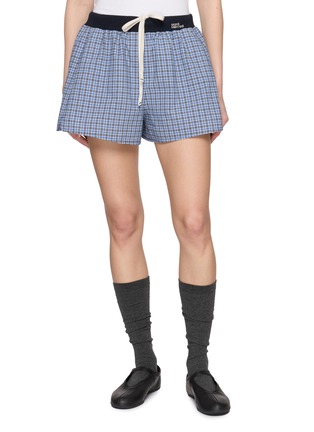 Main View - Click To Enlarge - MARDI MERCREDI - Contrast Drawstring Waistband Check Cotton Shorts