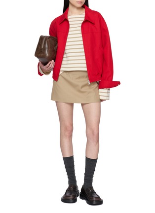 Figure View - Click To Enlarge - MARDI MERCREDI - Flower Embroidered Striped Cotton T-Shirt