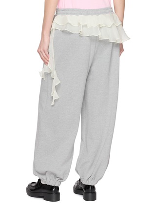 Back View - Click To Enlarge - MARDI MERCREDI - Chiffon Frill Cotton Jogger Pants
