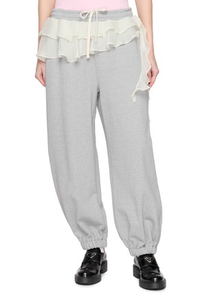 Main View - Click To Enlarge - MARDI MERCREDI - Chiffon Frill Cotton Jogger Pants