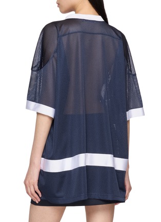 Back View - Click To Enlarge - MARDI MERCREDI - Blossom Graphic V-Neck Mesh Jersey Top