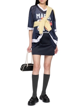 Figure View - Click To Enlarge - MARDI MERCREDI - Blossom Graphic V-Neck Mesh Jersey Top