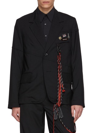 Main View - Click To Enlarge - SONG FOR THE MUTE - Slashed Panel Rope Detail Wool Gabardine Blazer