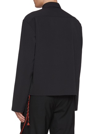 Back View - Click To Enlarge - SONG FOR THE MUTE - Pinstripe Cropped Gabardine Shirt