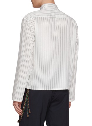 Back View - Click To Enlarge - SONG FOR THE MUTE - Dobby Striped Cropped Shirt