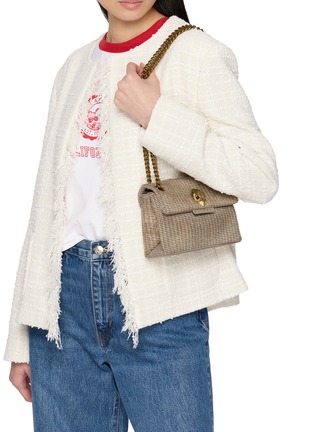 Figure View - Click To Enlarge - KURT GEIGER BAGS - Mini Kensington Crystal Embellished Fabric Shoulder Bag