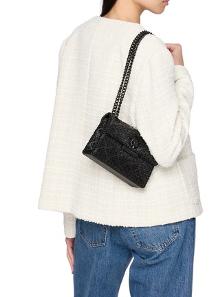 Figure View - Click To Enlarge - KURT GEIGER BAGS - Mini Kensington Crystal Embellished Fabric Shoulder Bag